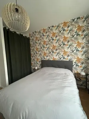 Un ou plusieurs lits dans un hébergement de l'établissement Appartement spacieux avec parking privé