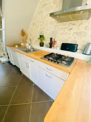 Cuisine ou kitchenette dans l'établissement Maison en pleine nature