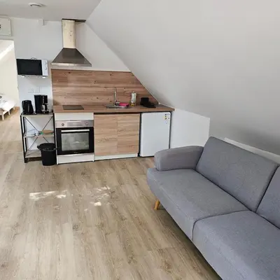 Cuisine ou kitchenette dans l'établissement Hébergement Cosy