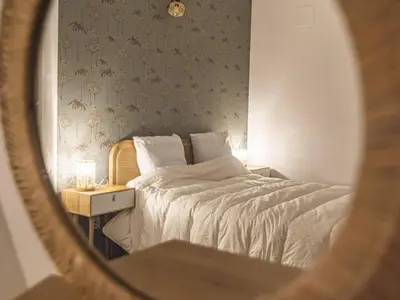 Un ou plusieurs lits dans un hébergement de l'établissement Appartement Chic à Reims, Confort & Élégance - FR-1-870-28