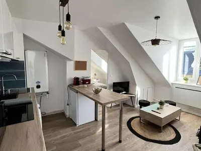 Cuisine ou kitchenette dans l'établissement Charme Central : Grand Appart à Reims - FR-1-870-32