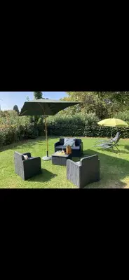 Jardin de l'établissement Loue rez de maison 3mn de la plage