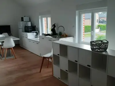 Cuisine ou kitchenette dans l'établissement Studio confortable à Barzy-en-Thiérache, 32 m² avec terrasse