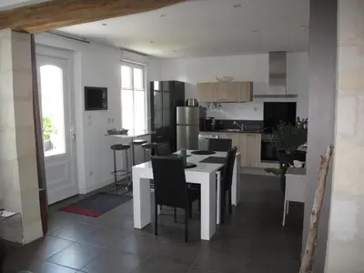 Cuisine ou kitchenette dans l'établissement La Maison Des Chiens Rouges