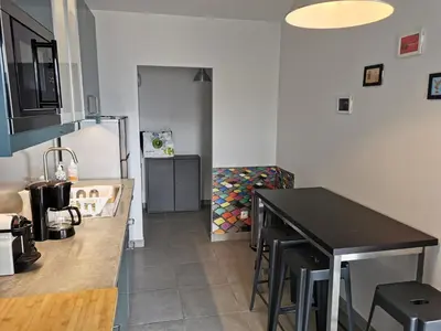 Coin salon dans l'établissement Appartement Forum Reims
