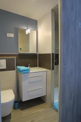 Salle de bains dans l'établissement Les Collinades de Chalons