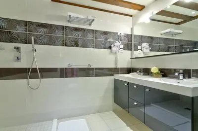 Salle de bains dans l'établissement La Ferme Briarde