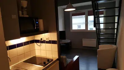 Cuisine ou kitchenette dans l'établissement Résidence Hôtelière Poincaré