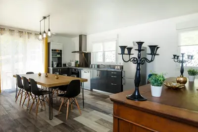 Cuisine ou kitchenette dans l'établissement Gîte le Haut Rivage