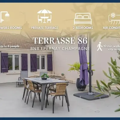 Terrasse 86 - Terrasse & Climatisation - 4-6 personnes - BnB Epernay