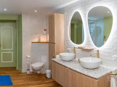 Salle de bains dans l'établissement Gite le Mont Blanc