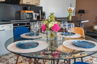 Cuisine ou kitchenette dans l'établissement Gîte de la Liberté