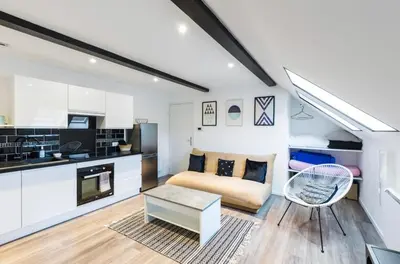 Cuisine ou kitchenette dans l'établissement Bienvenue à Reims type studio charmant et lumineux 2eme étage