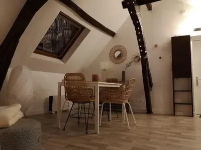 Coin salon dans l'établissement Logement Cosy rénové au pied de la Cathédrale avec climatisation