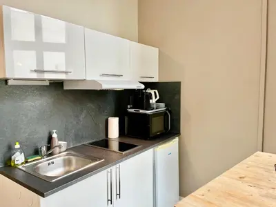 Cuisine ou kitchenette dans l'établissement Suite Orphelins 3 1er