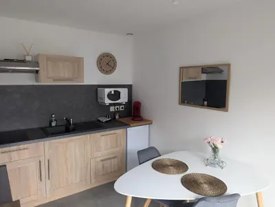 Cuisine ou kitchenette dans l'établissement Studio Les chambres de la source - Milouin