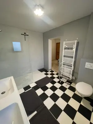 Salle de bains dans l'établissement PAUSE NATURE SORBAIS gîte 2 personnes avec grand SPA privatif, STREAMING et arrivée autonome