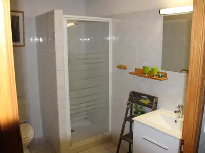 Salle de bains dans l'établissement Gîte champêtre avec pêche, animaux admis - FR-1-585-6