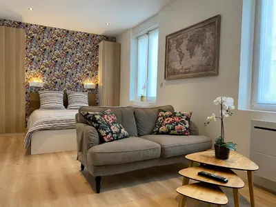 Coin salon dans l'établissement Studio 28m2 avec parking privé - Lycée Roosevelt - Arena - Gare