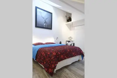 Un ou plusieurs lits dans un hébergement de l'établissement Reims Centre : appartement lumineux et atypique 46, Place d'Erlon