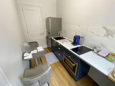 Cuisine ou kitchenette dans l'établissement Le Clovis Suites Spa Sauna