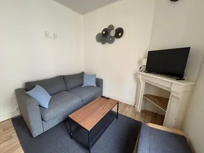 Télévision ou salle de divertissement dans l'établissement Reims Hyper-Centre Charmant Appartement à 2 pas de la Cathédrale