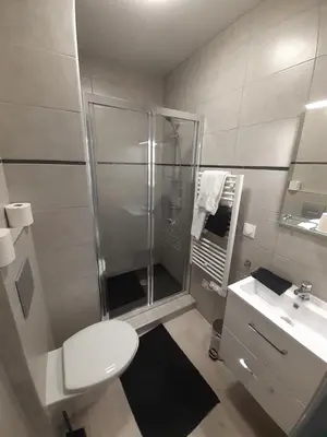 Salle de bains dans l'établissement Les appartements du Saint Hubert