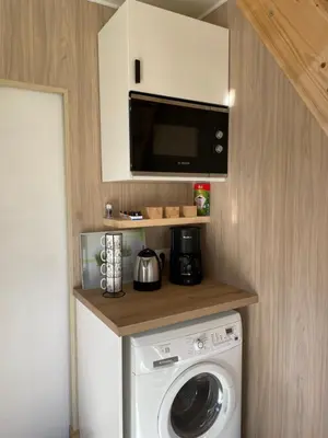 Cuisine ou kitchenette dans l'établissement Au fil de l’eau, gîte nature