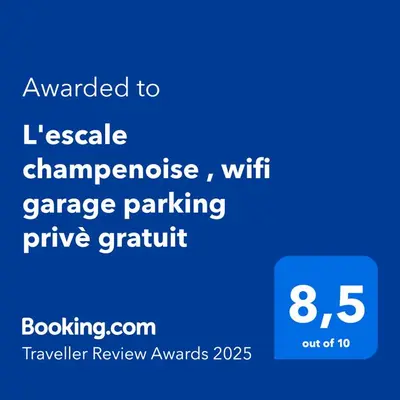 Certificat, récompense, panneau ou autre document affiché dans l'établissement L'escale champenoise , wifi garage parking privè gratuit
