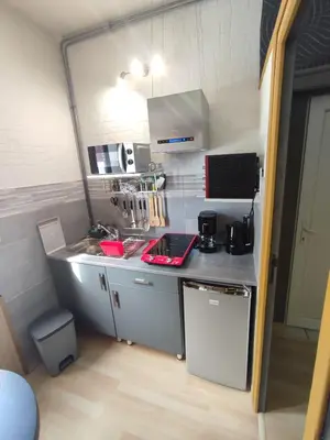 Cuisine ou kitchenette dans l'établissement Studio indépendant accès direct autonome.