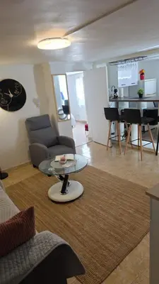 Coin salon dans l'établissement Magnifique appartement 2p avec piscine partagée