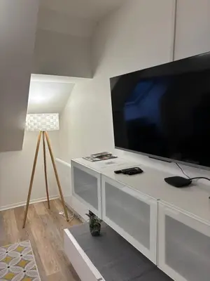 Télévision ou salle de divertissement dans l'établissement Appartement spacieux et élégant