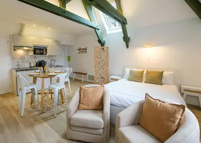 Cuisine ou kitchenette dans l'établissement Villa Forestière Studio l'Olivier