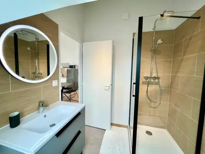 Salle de bains dans l'établissement Suite Clovis 7