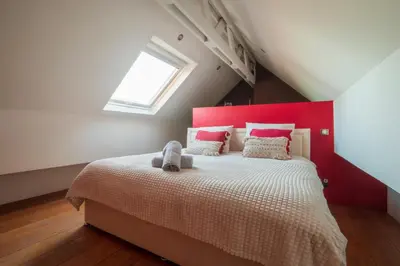 Un ou plusieurs lits dans un hébergement de l'établissement Villa avec vue panoramique