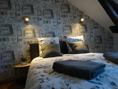 Un ou plusieurs lits dans un hébergement de l'établissement La fine bulle! Magnifique appartement pour votre séjour en CHAMPAGNE