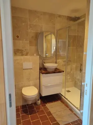 Salle de bains dans l'établissement Studio du Mont des Ormes