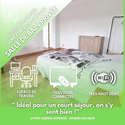 Plan de l'établissement Le petit Château Avesnois - Studio pour 2 personnes - Cuisine Partagée