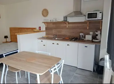 Cuisine ou kitchenette dans l'établissement studio zen, détente et relaxation