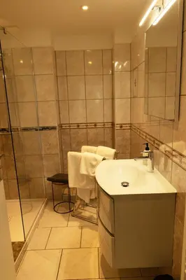 Salle de bains dans l'établissement Gite L'orchidée