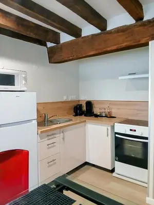 Cuisine ou kitchenette dans l'établissement Au Terminus 6 Personnes