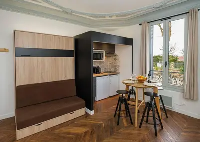 Cuisine ou kitchenette dans l'établissement Villa Forestière Studio Le Châtaignier